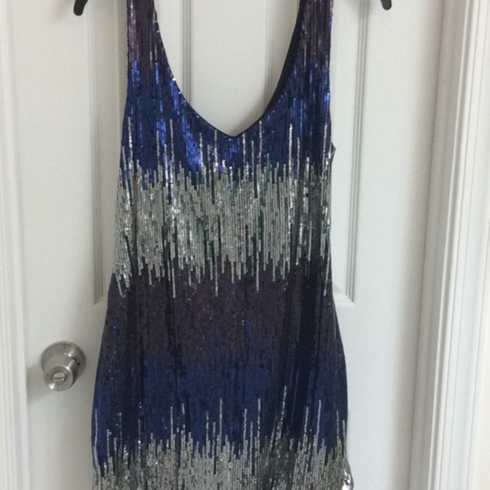 Blue and Silver Sequin dress.